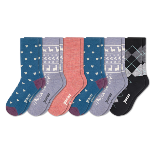 6 Pack - Women's Light-Weight Crew Pacas Socks