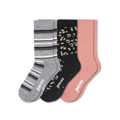 3 Pack - Women's Light-Weight Crew Pacas Socks