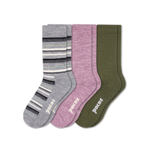 3 Pack - Women's Light-Weight Crew Pacas Socks