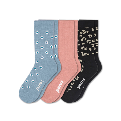 3 Pack - Women's Light-Weight Crew Pacas Socks