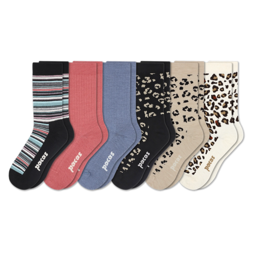 6 Pack - Women's Light-Weight Crew Pacas Socks