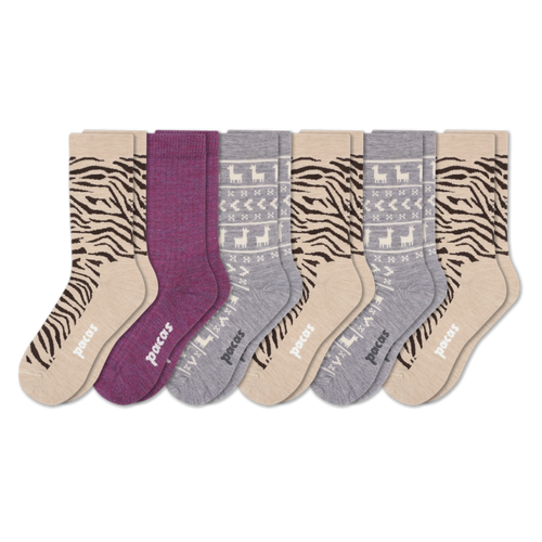 6 Pack - Women's Light-Weight Crew Pacas Socks