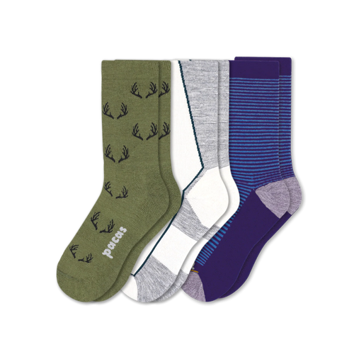 3 Pack - Men's Light-Weight Crew Pacas Socks