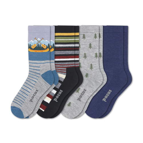 4 Pack - Men's Light-Weight Crew Pacas Socks