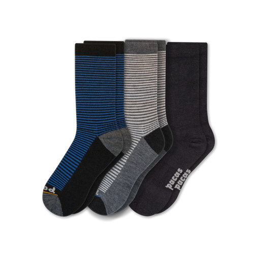 3 Pack - Men's Light-Weight Crew Pacas Socks