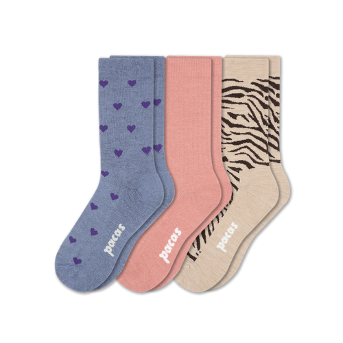 3 Pack - Women's Light-Weight Crew Pacas Socks