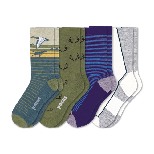 4 Pack - Men's Light-Weight Crew Pacas Socks