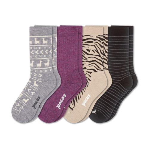 4 Pack - Women's Light-Weight Crew Pacas Socks