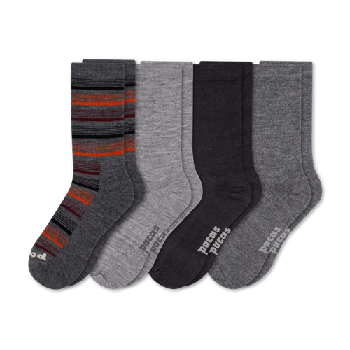 4 Pack - Men's Light-Weight Crew Pacas Socks