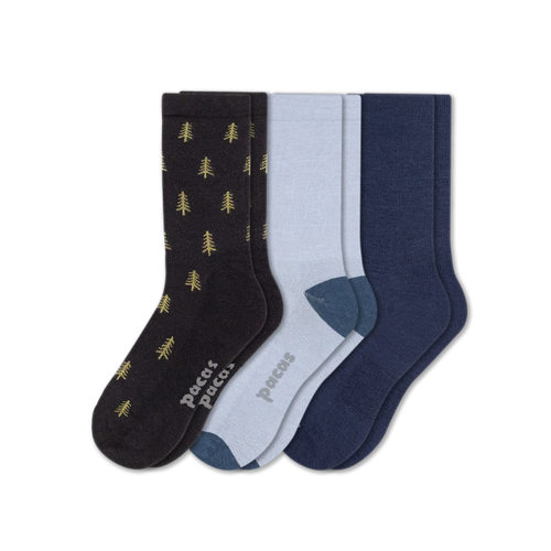 3 Pack - Men's Light-Weight Crew Pacas Socks