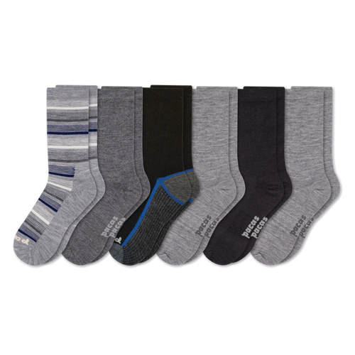 6 Pack - Men's Light-Weight Crew Pacas Socks