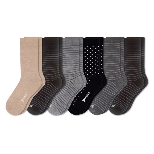 6 Pack - Women's Light-Weight Crew Pacas Socks