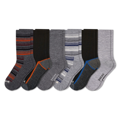 6 Pack - Men's Light-Weight Crew Pacas Socks