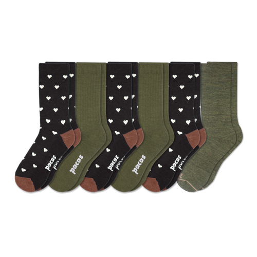 6 Pack - Women's Light-Weight Crew Pacas Socks