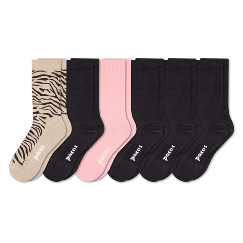 6 Pack - Women's Light-Weight Crew Pacas Socks
