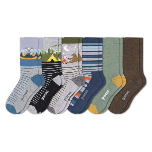 6 Pack - Men's Light-Weight Crew Pacas Socks