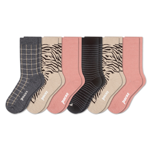 6 Pack - Women's Light-Weight Crew Pacas Socks