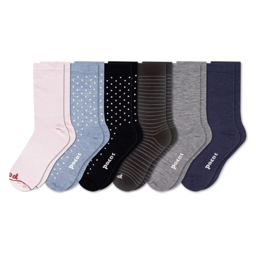 6 Pack - Women's Light-Weight Crew Pacas Socks