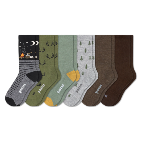 6 Pack - Men's Light-Weight Crew Pacas Socks