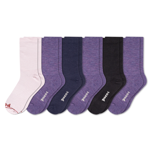 6 Pack - Women's Light-Weight Crew Pacas Socks